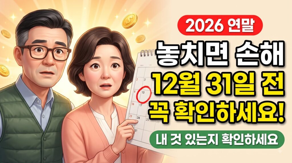 🚨 12월 31일 전 꼭 확인하세요! 놓치면 손해 보는 연말 신청 8가지 (날짜순 정리)