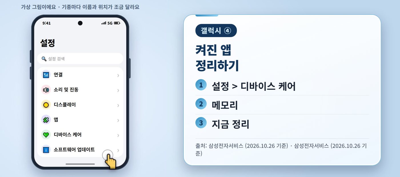 갤럭시 느려짐 - 켜진 앱 정리하기