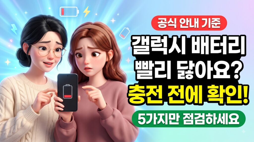 갤럭시 배터리가 빨리 닳아요? 삼성 공식 안내 5가지 점검 순서