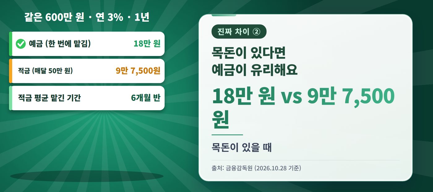 풍차돌리기 - 풍차돌리기, 목돈이 있다면 예금이 유리해요