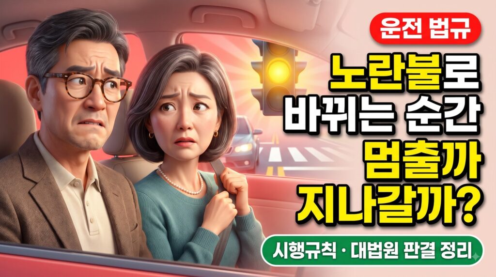 노란불로 바뀌는 순간, 멈춰야 할까 지나가도 될까 – 도로교통법 시행규칙과 대법원 판결 정리